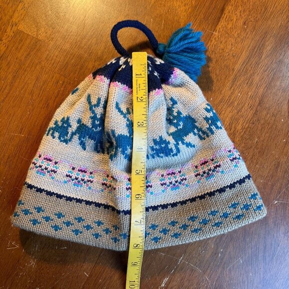 Mustash Hats 100% Wool Knit Nordic Beanie Tassel Alpine Ski Outdoors Fair Isle - Picture 8 of 9